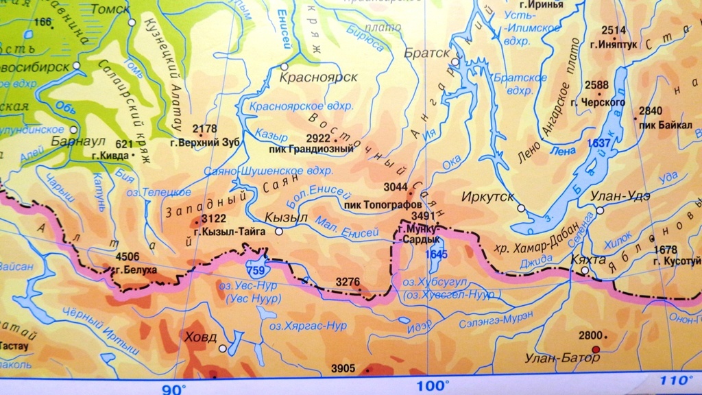 Карта Саянских гор